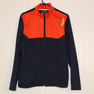 AND1 Jacket Full Zip Activewear Track Mock Neck Blue Orange Long Sleeve Small